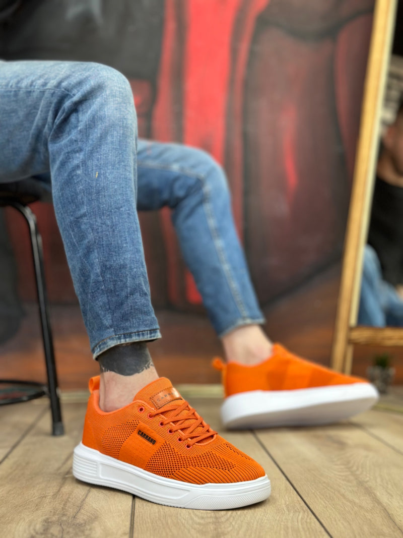 BA0349 Special Knitted Knitwear High Sole Style Orange Color Sports Shoes - STREETMODE ™