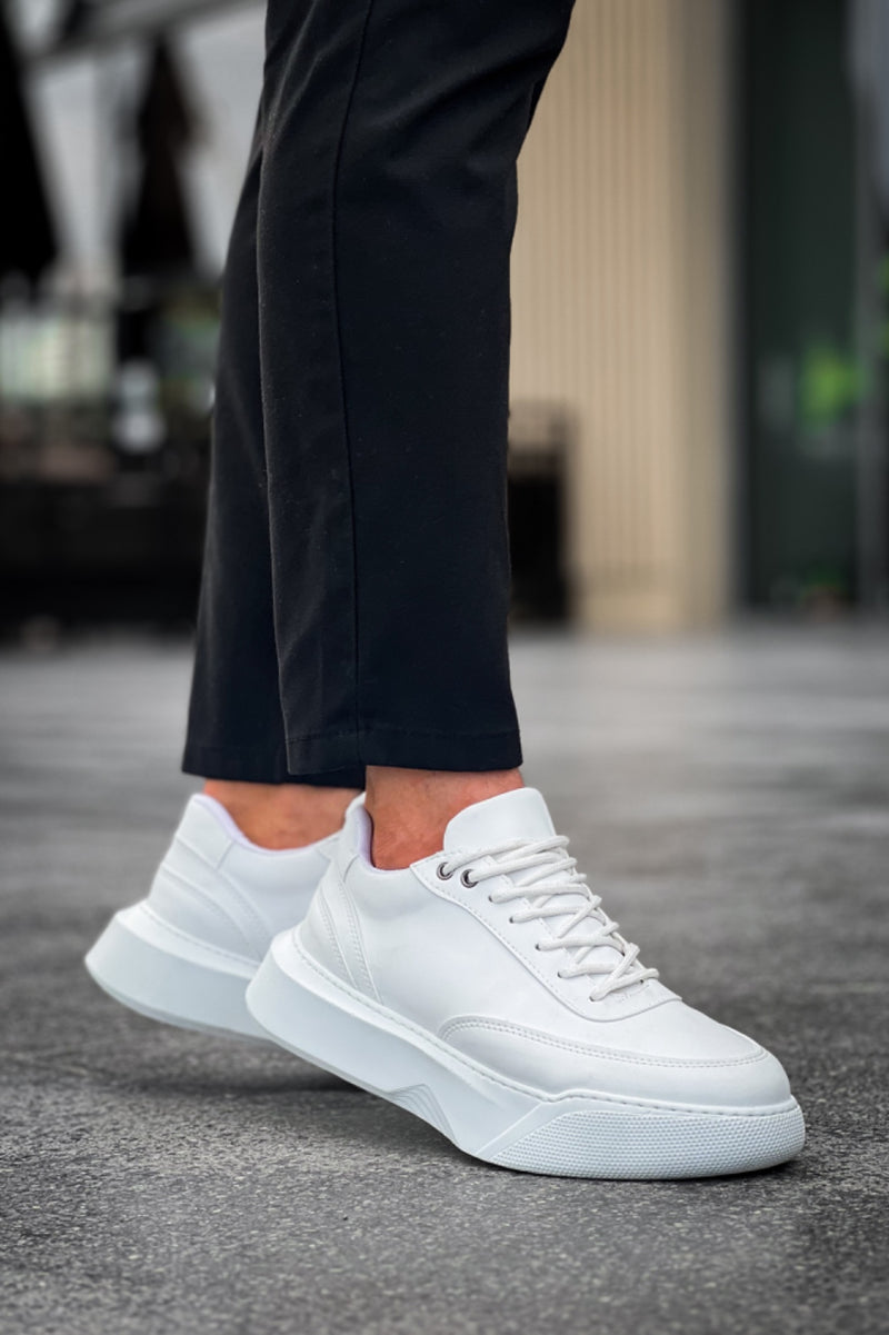 BA0354 Casual Lace-Up Men's High Sole White Sneakers - STREETMODE ™