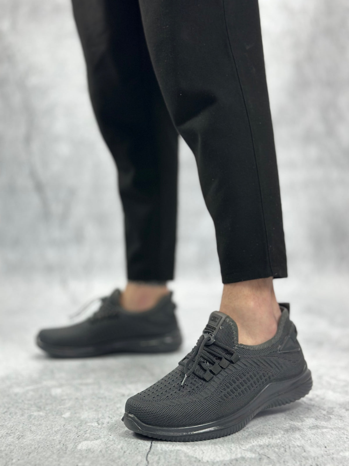BA0356 Men's Special Knitted Tricot Style Comfortable Footwear Gray Sports Shoes