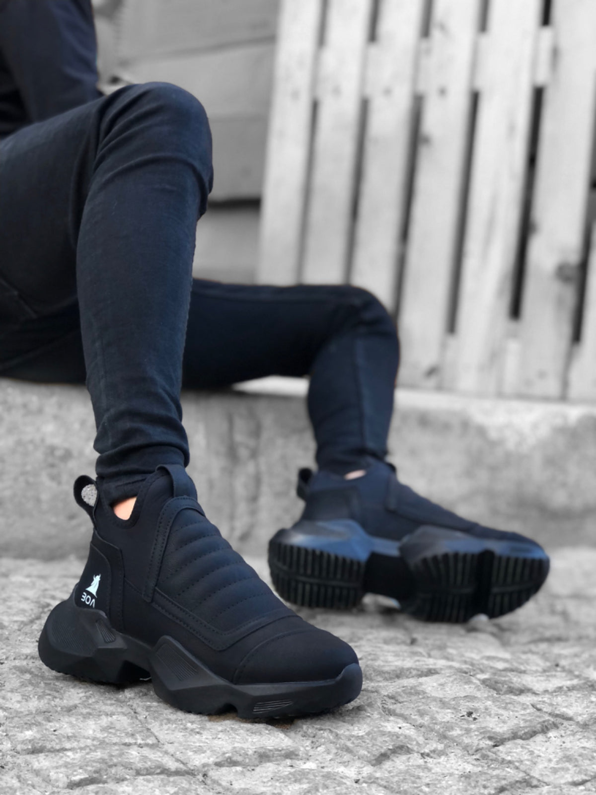 BA0401 Laceless Comfortable High Sole Men's Sports Half Ankle Boots