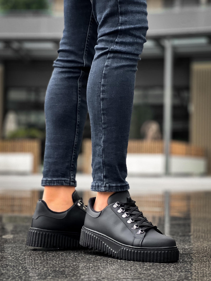 BA0505 Hook Laced Black Soled Casual Shoes - STREETMODE ™