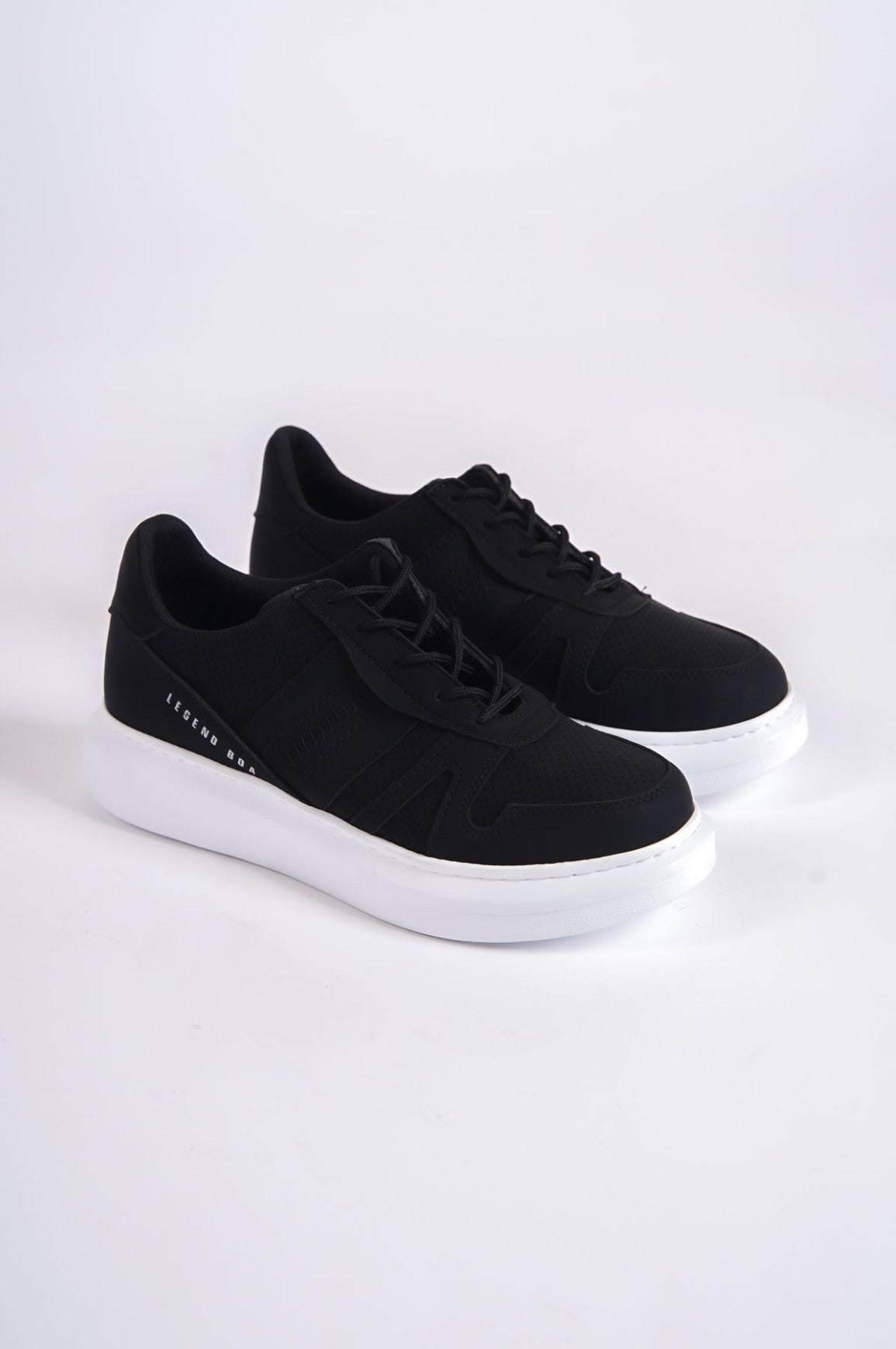 BA0548 Thick Side Patterned High Black White Sole Lace-Up Sports Men's Shoes - STREETMODE ™