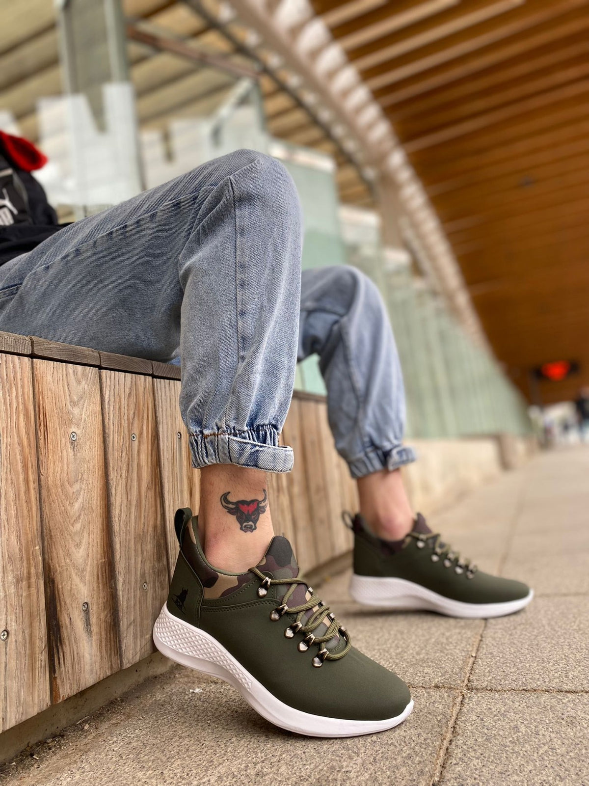 BA0601 Lace-up Comfortable High Sole Khaki camouflage Casual Men's Sneakers - STREETMODE ™