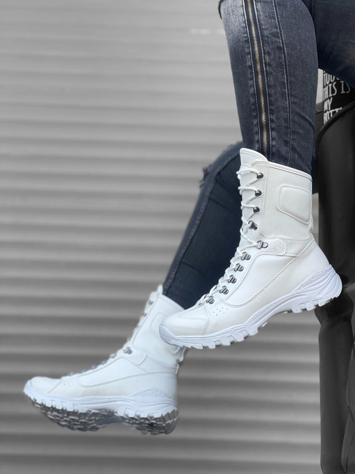 BA0605 Men's Lace-Up White Military Combat Boots - STREETMODE ™