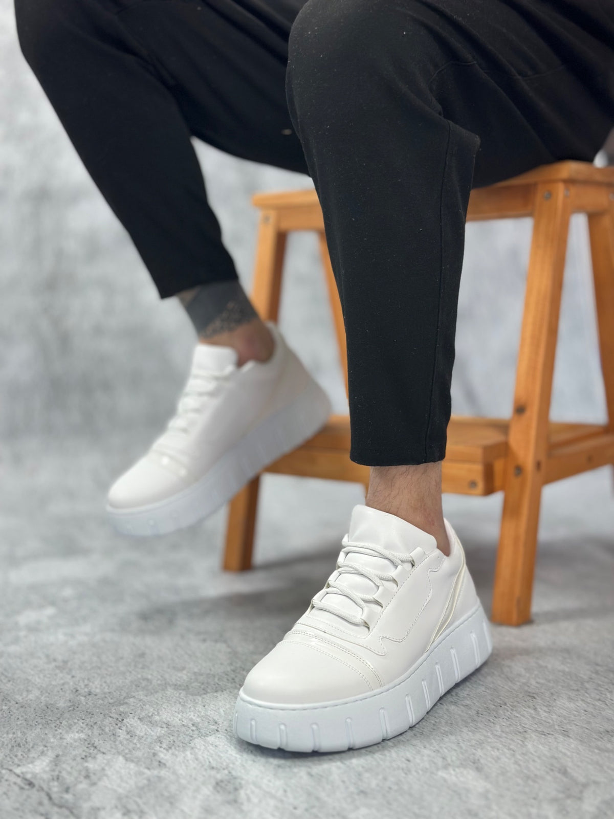 BA0666 White High Sole Men's Casual Shoes