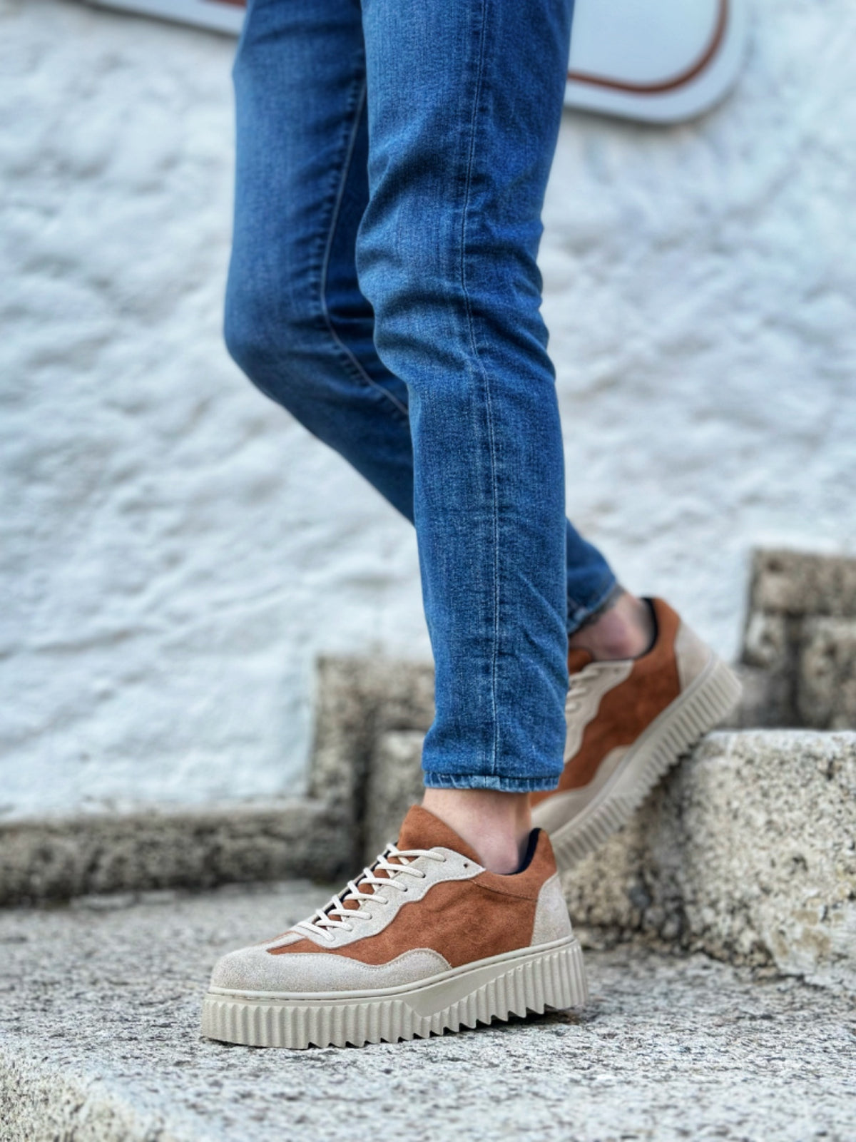 BA0802 Brown Suede High Sole Men's Casual Shoes - STREETMODE ™