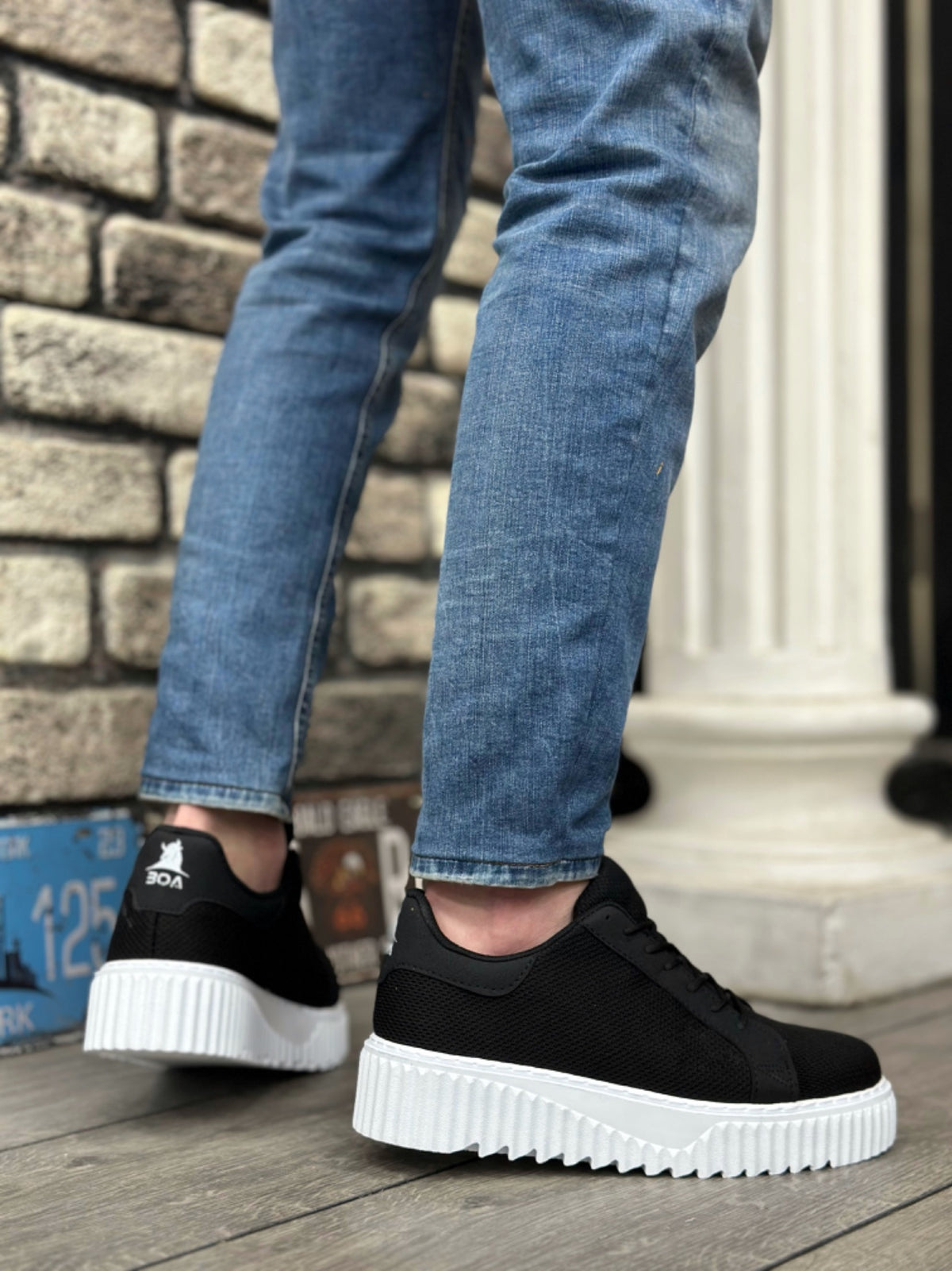 BA0803 High Sole Knitwear Black Men's Shoes - STREETMODE ™