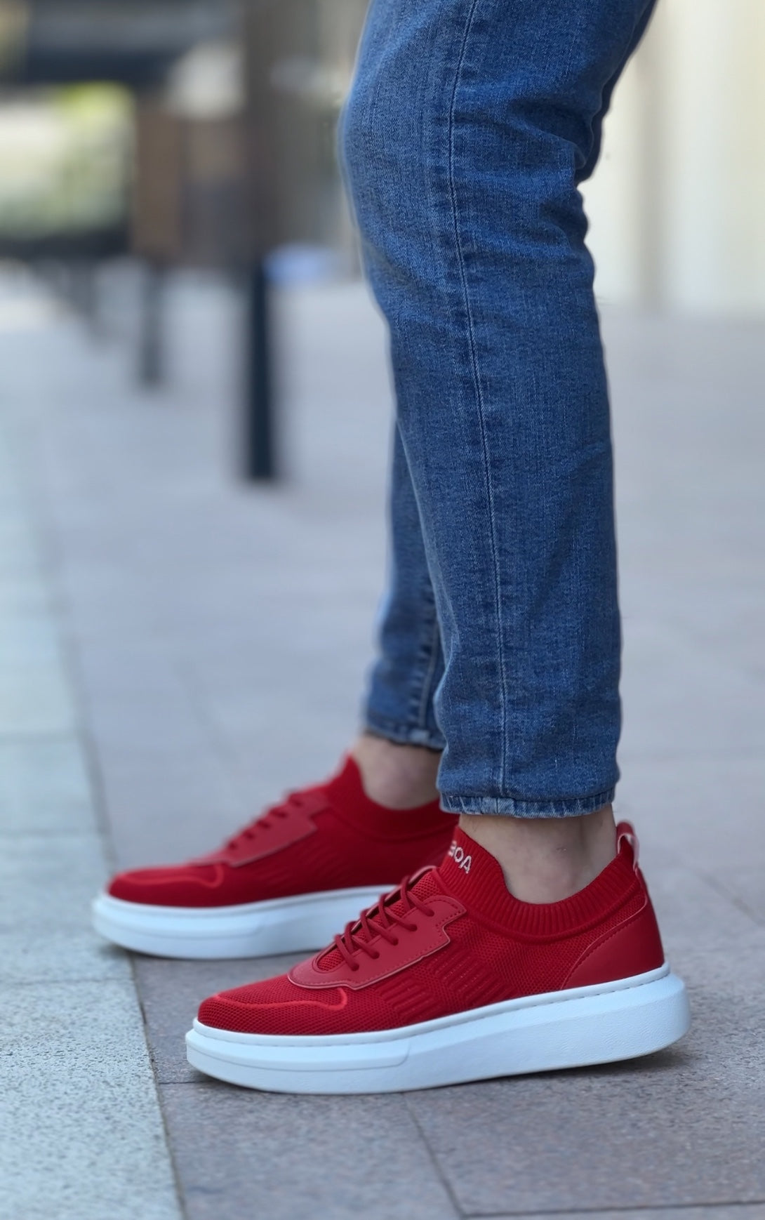 BA0812 Special Knitted Knitwear Style Red White Color Sports Shoes - STREETMODE ™