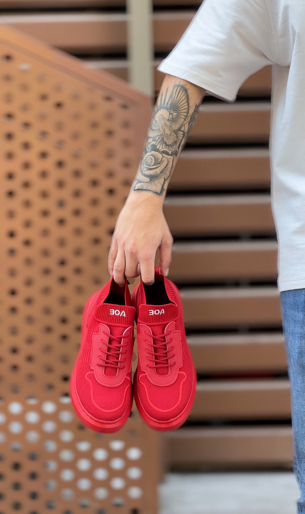 BA0812 Special Knitted Knitwear Style Red Color Sports Shoes - STREETMODE ™