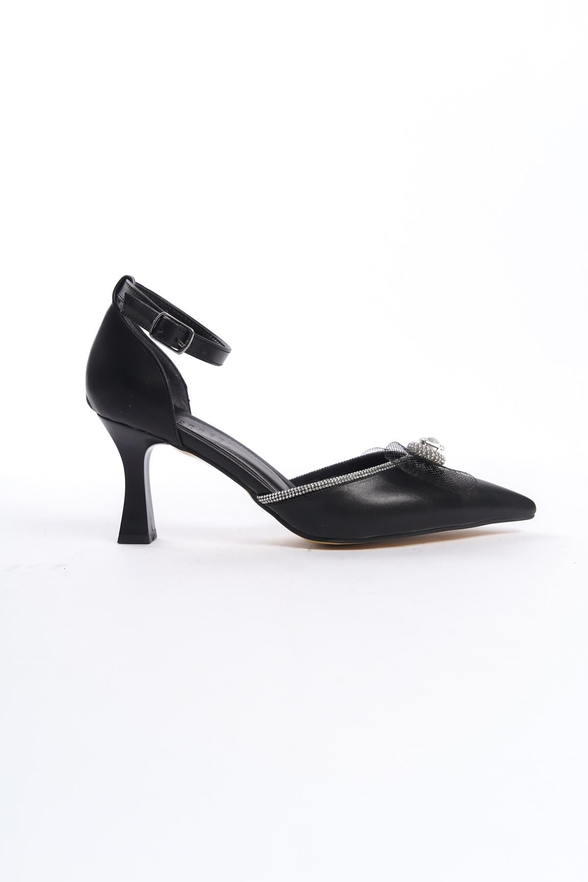 Women s Asda Black Thin Heel Bow Evening Dress Pointed Toe Shoes