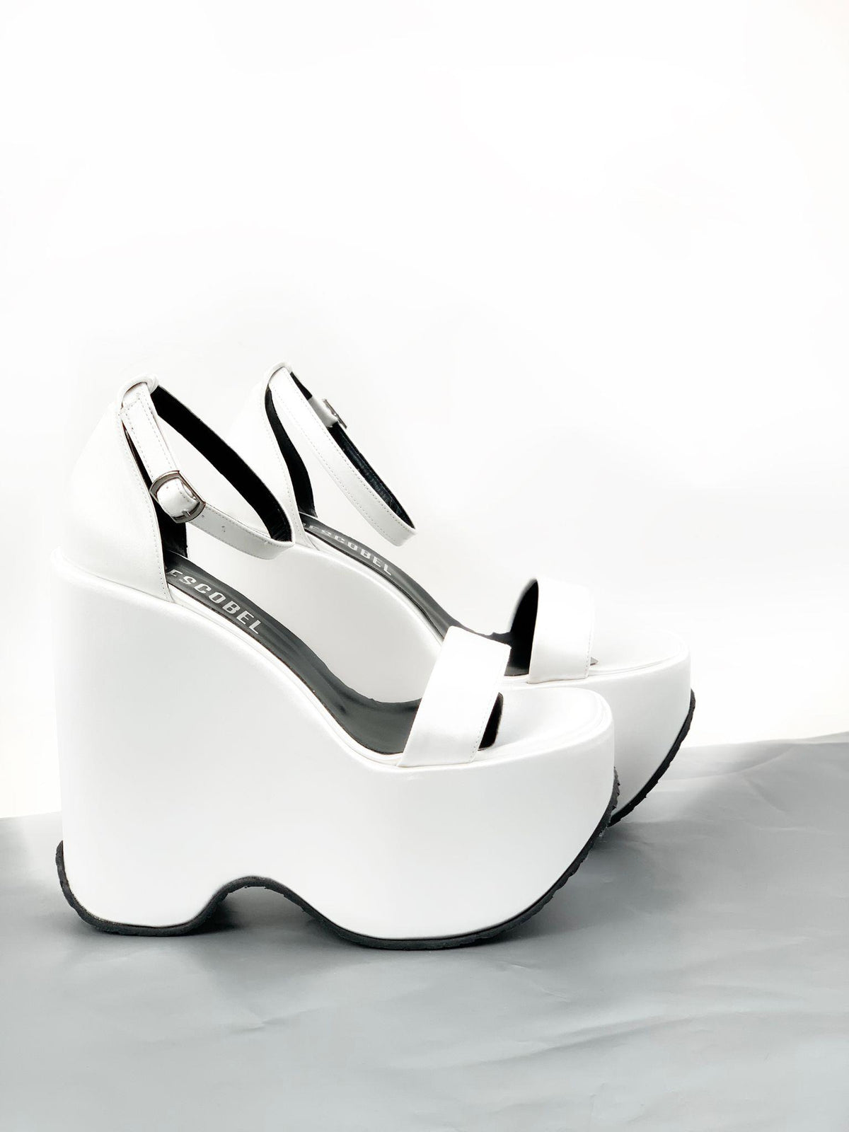 Women's White Koff Satin High Padding Sole Platform Single Band Sandals - STREETMODE ™