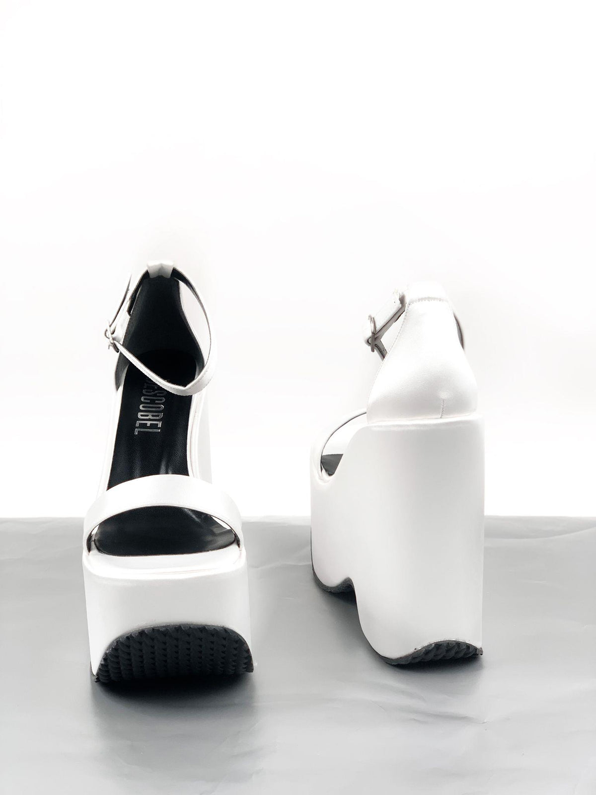 Women's White Koff Satin High Padding Sole Platform Single Band Sandals - STREETMODE ™
