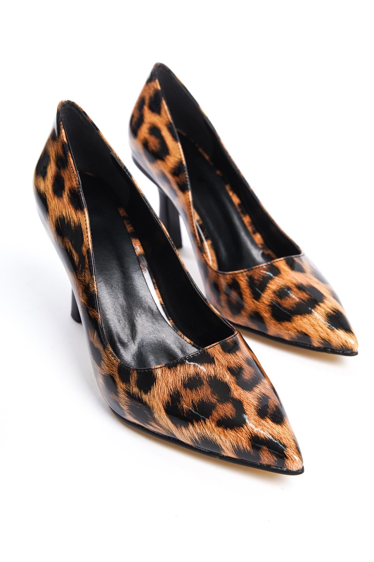 Women's Bodm Leopard Pattern Patent Leather Painted Heel Casual Shoes - STREETMODE ™