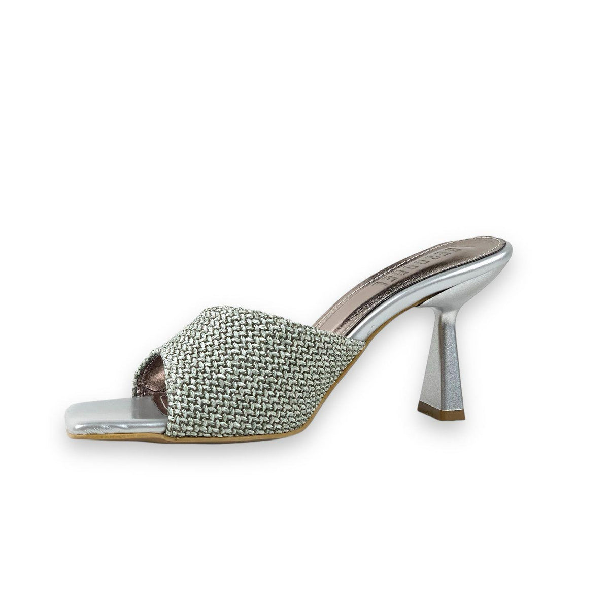 Women's Bomm Silver Wicker Detailed Thin Heel Slippers 6Cm - STREETMODE ™