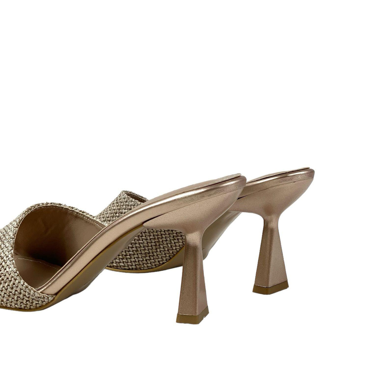 Women's Bomm Ten Wicker Detailed Thin Heel Slippers 6cm - STREETMODE ™