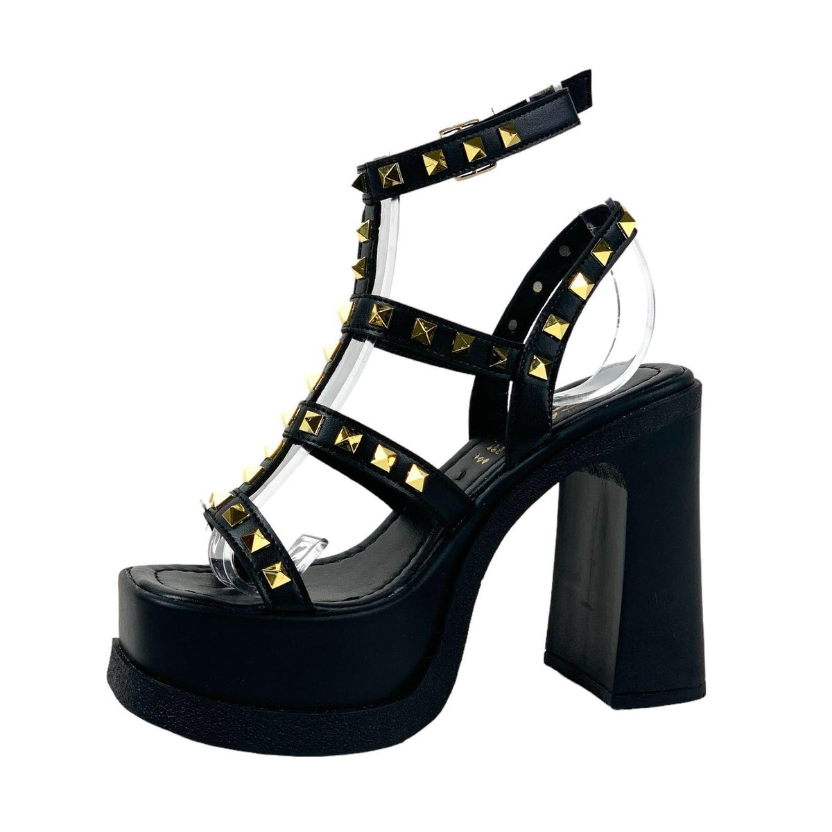 Women's Bonke Black Stone Gladiator Sandals 15 cm Heel - STREETMODE ™