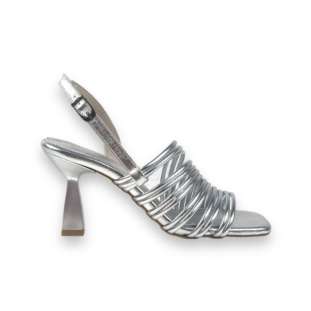 Women's Calç Silver Heeled Ankle Strap Sandals 8 Cm - STREETMODE ™