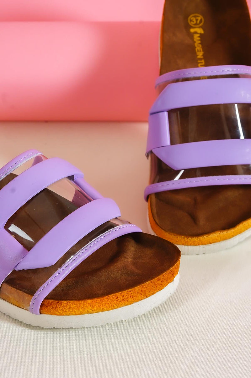 Women's karli lilac buckle single strap slippers & sandals 005 - STREETMODE ™