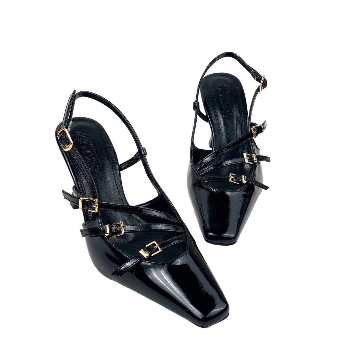 Women's Keyt Black Thin Heel 3 Buckle Casual Shoes 8cm - STREETMODE ™