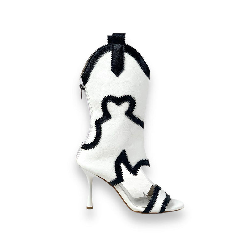 Women's Okla White Thin Heel Summer Cowboy Boots Shoes 10 cm - STREETMODE ™