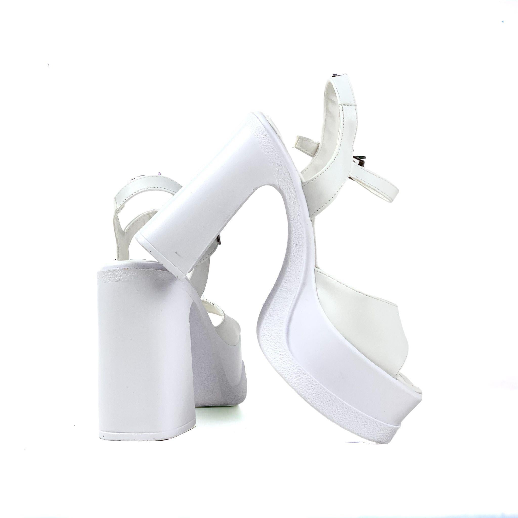 Women's Oklam White Single Strip Geliklink Shoes Sandals 15 Cm