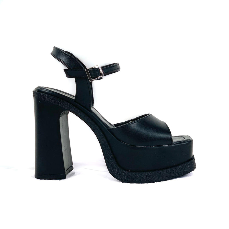 Women's Oklam Black Single Band Geliklink Shoes Sandals 15 Cm Heel - STREETMODE ™
