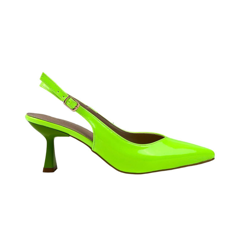 Women's Pasg PistachioGreen Patent Leather Pointed Toe Heeled Sandals 6 Cm - STREETMODE ™