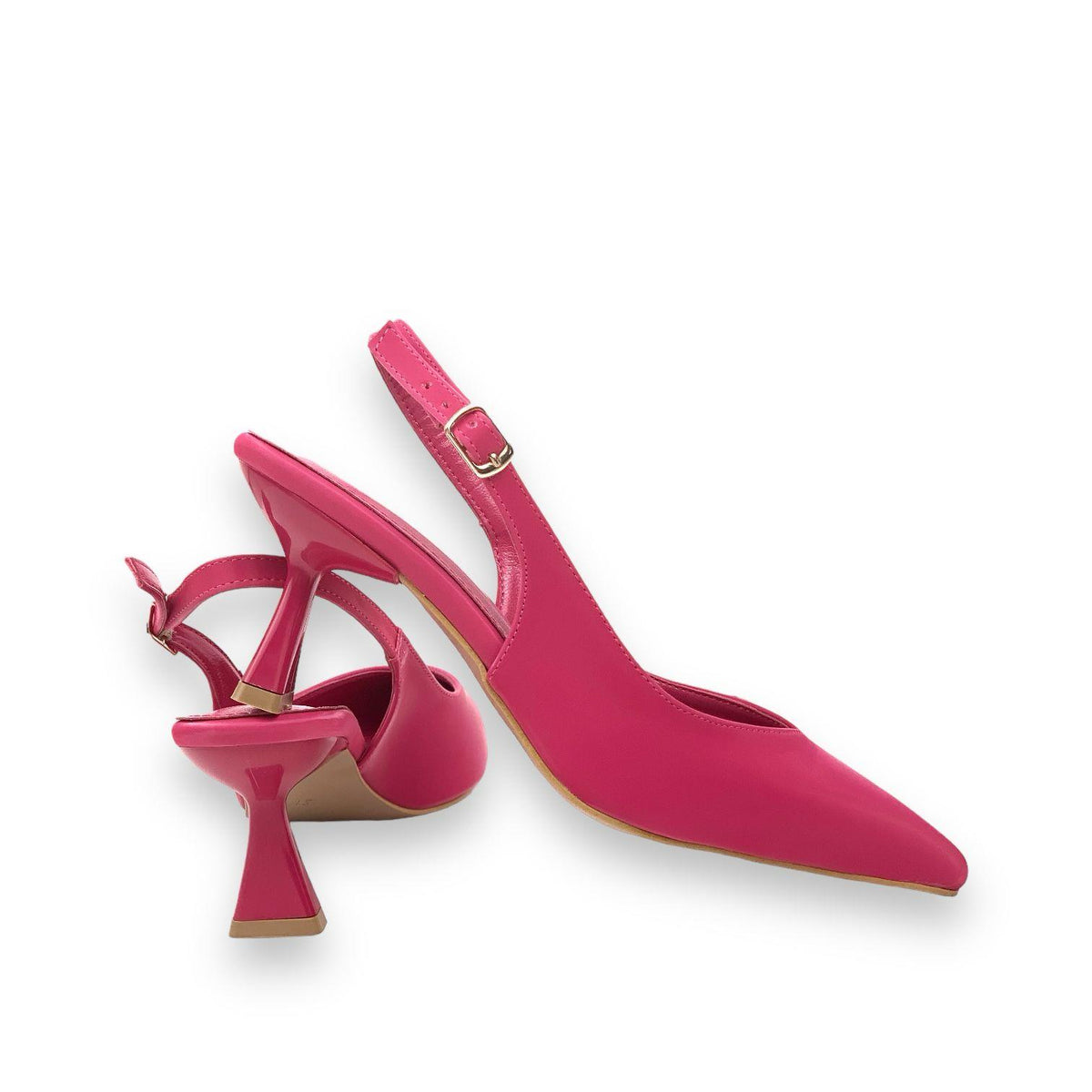 Women's Pasg Fuchsia Silk Material Pointed Toe Heeled Sandals 6 Cm - STREETMODE ™