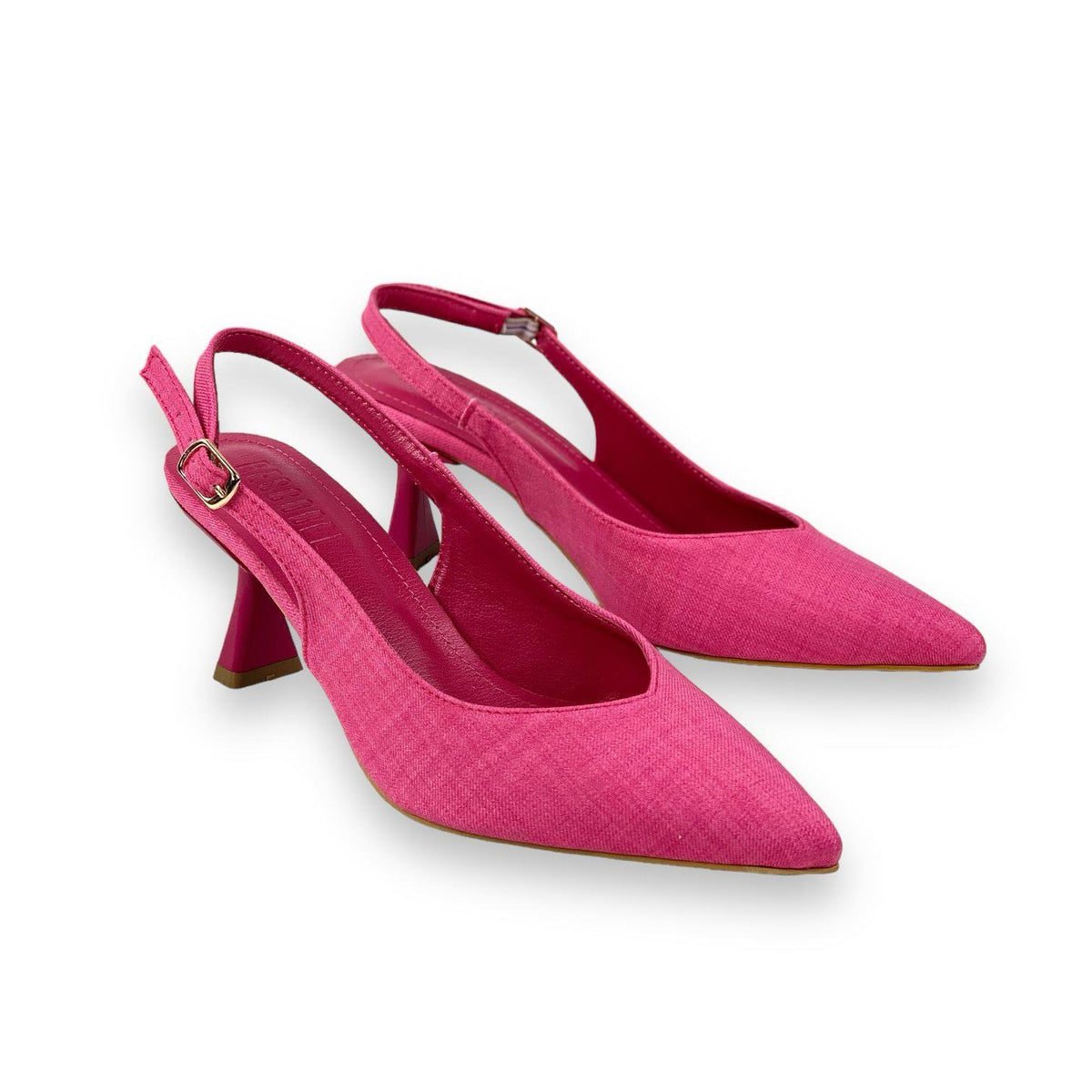 Women's Pasg Fuchsia Denim Pointed Toe Heeled Sandals 6 Cm - STREETMODE ™