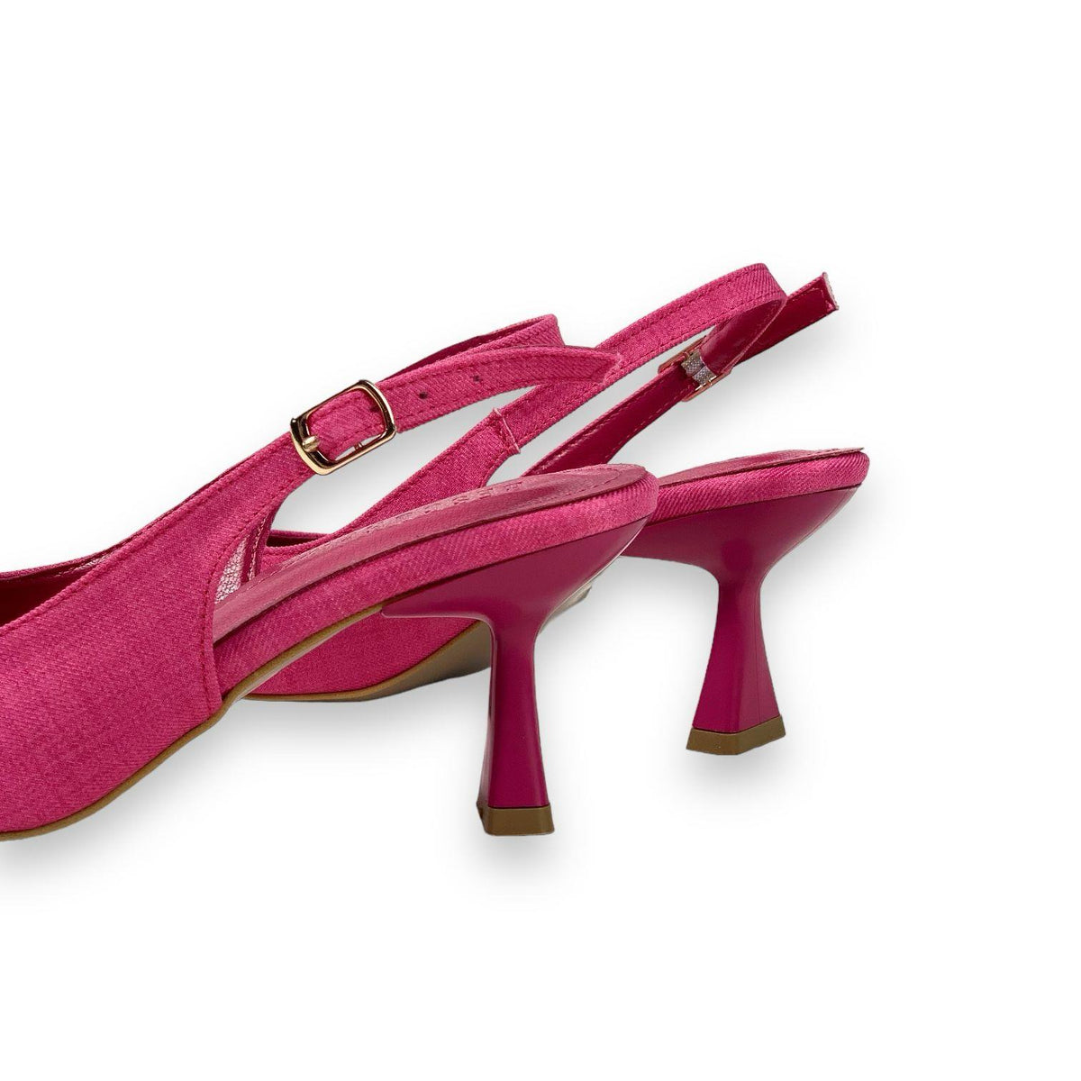 Women's Pasg Fuchsia Denim Pointed Toe Heeled Sandals 6 Cm - STREETMODE ™
