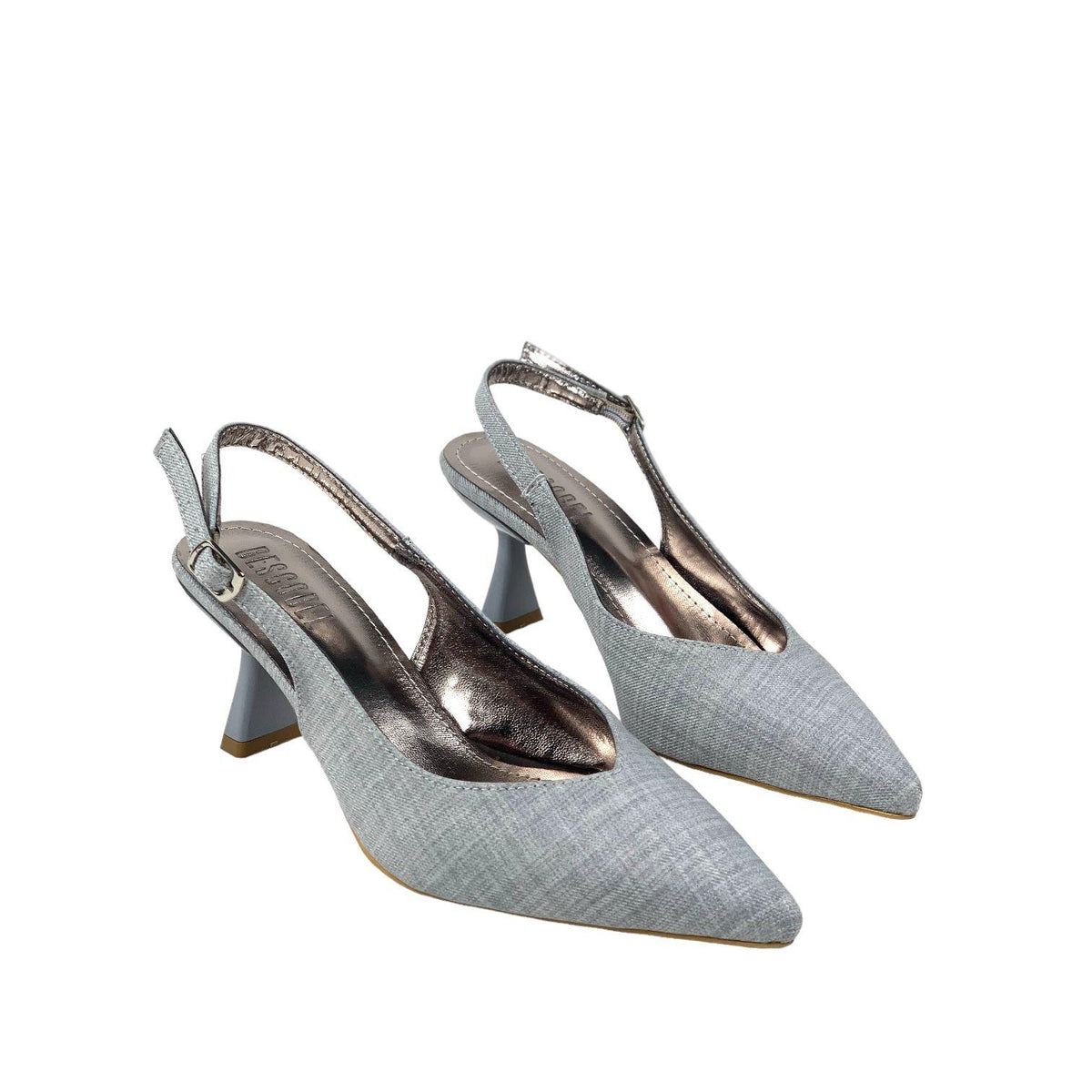 Women's Pasg Gray Denim Pointed Toe Heeled Sandals 6 Cm - STREETMODE ™