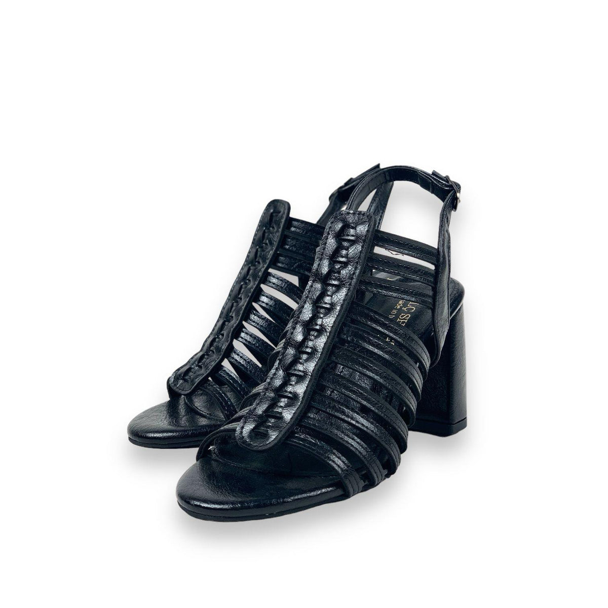 Women's Pert Black Thick High Heel Shoes Sandals 9 cm - STREETMODE ™