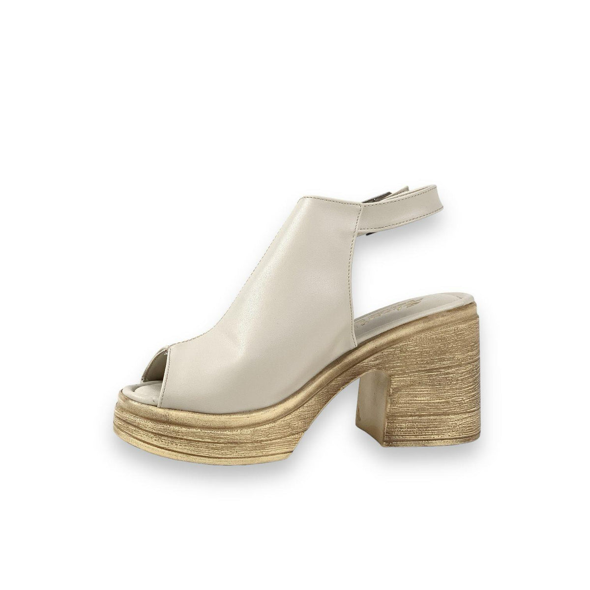 Women's Pohm Beige Heeled Summer Shoes 10 Cm Heel - STREETMODE ™