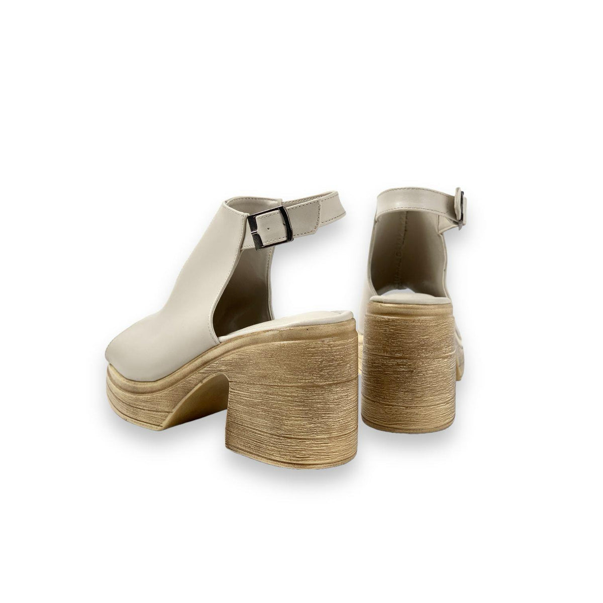 Women's Pohm Beige Heeled Summer Shoes 10 Cm Heel - STREETMODE ™