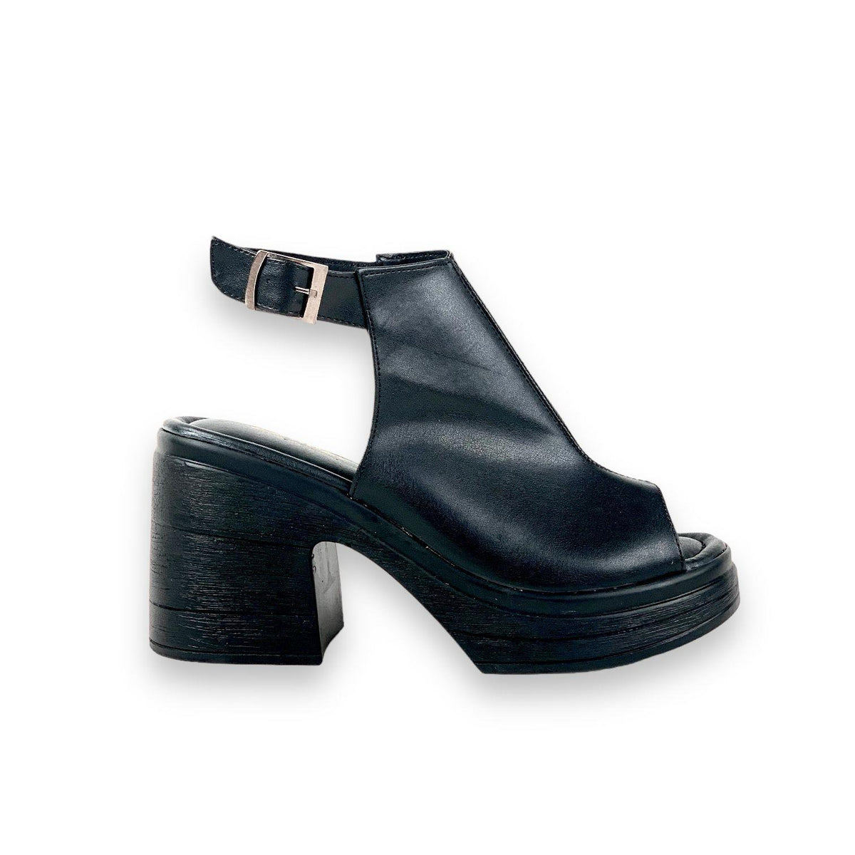 Women's Pohm Black Heeled Summer Shoes 10 Cm Heel - STREETMODE ™