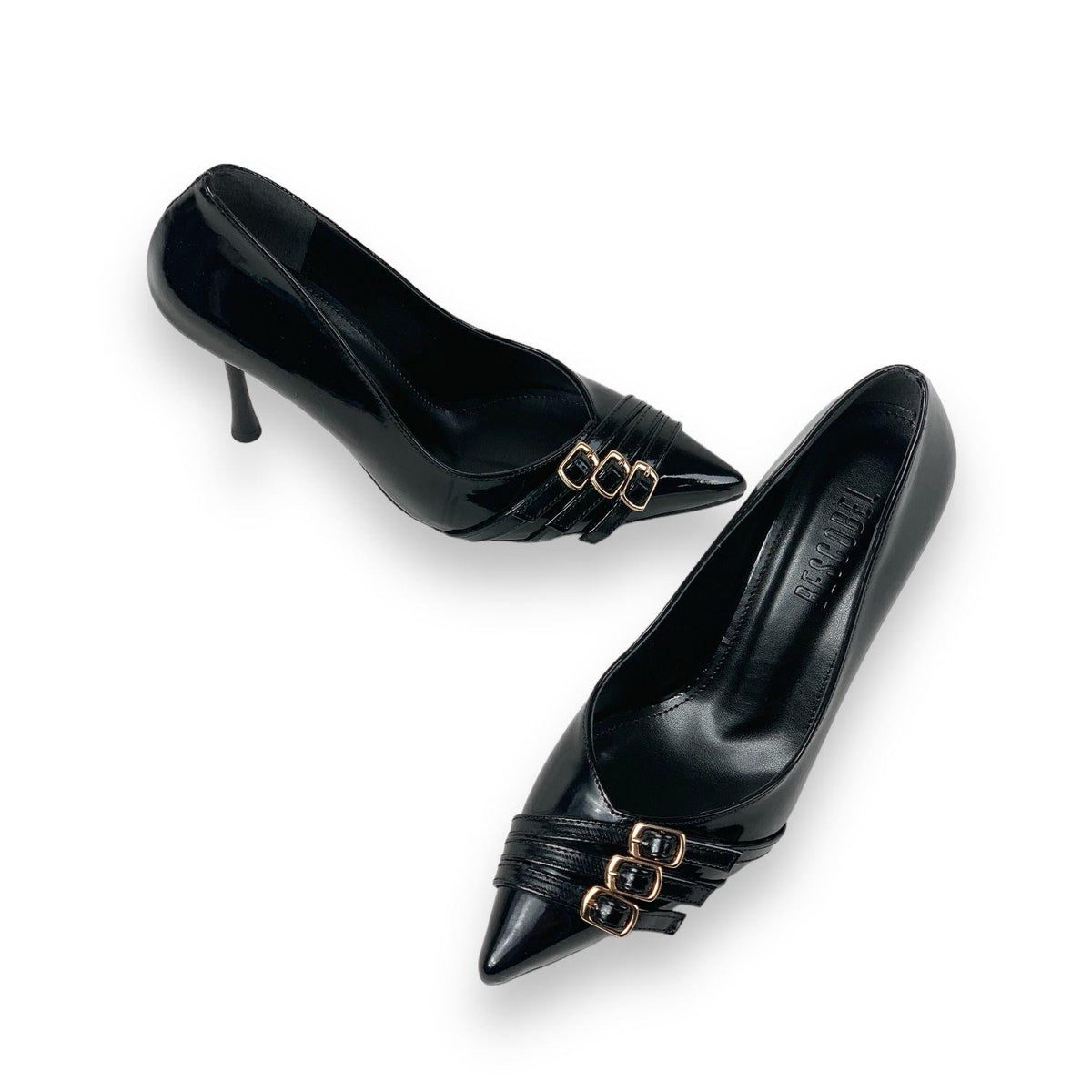 Women's Recs Black 3-Stripe Pointed Toe Thin Heel Stiletto 9 Cm - STREETMODE ™