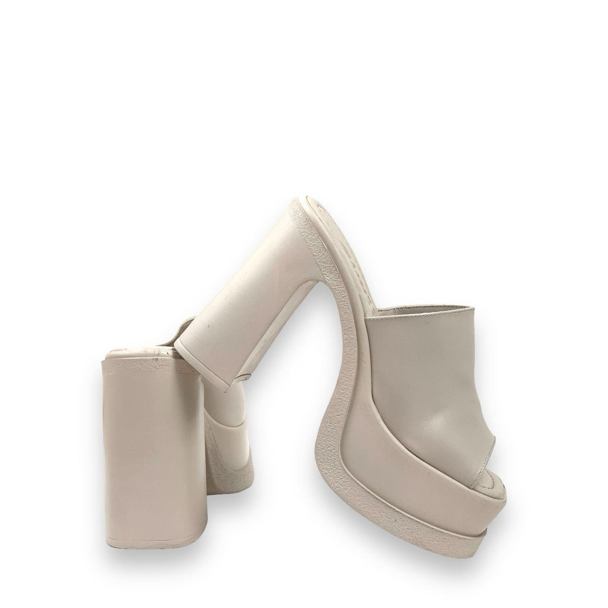 Women's Rekla Beige High Platform Slippers 15 cm Heel - STREETMODE ™