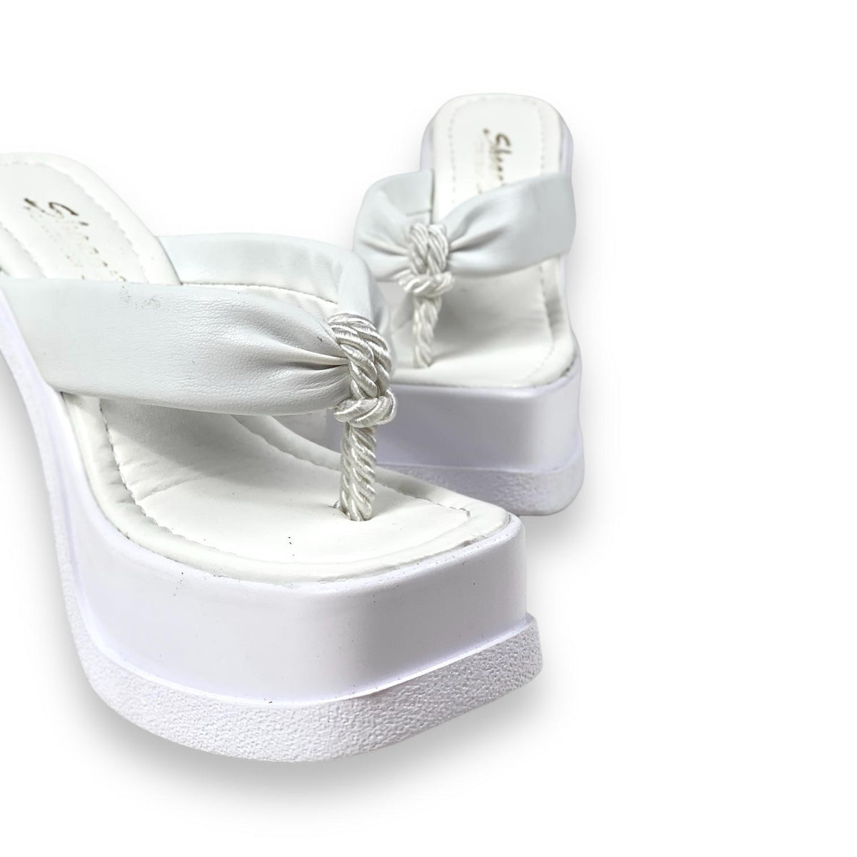 Women's Salda White Flip Flop Platform Slippers 15 Cm - STREETMODE ™