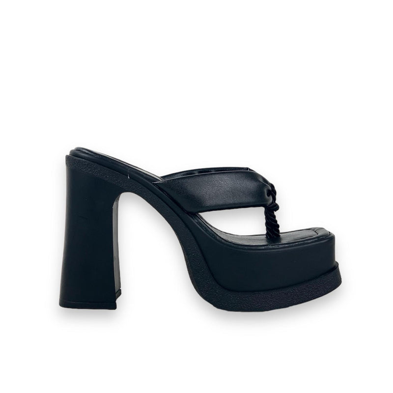 Women's Salda Black Flip Flop Platform Slippers 15 Cm - STREETMODE ™