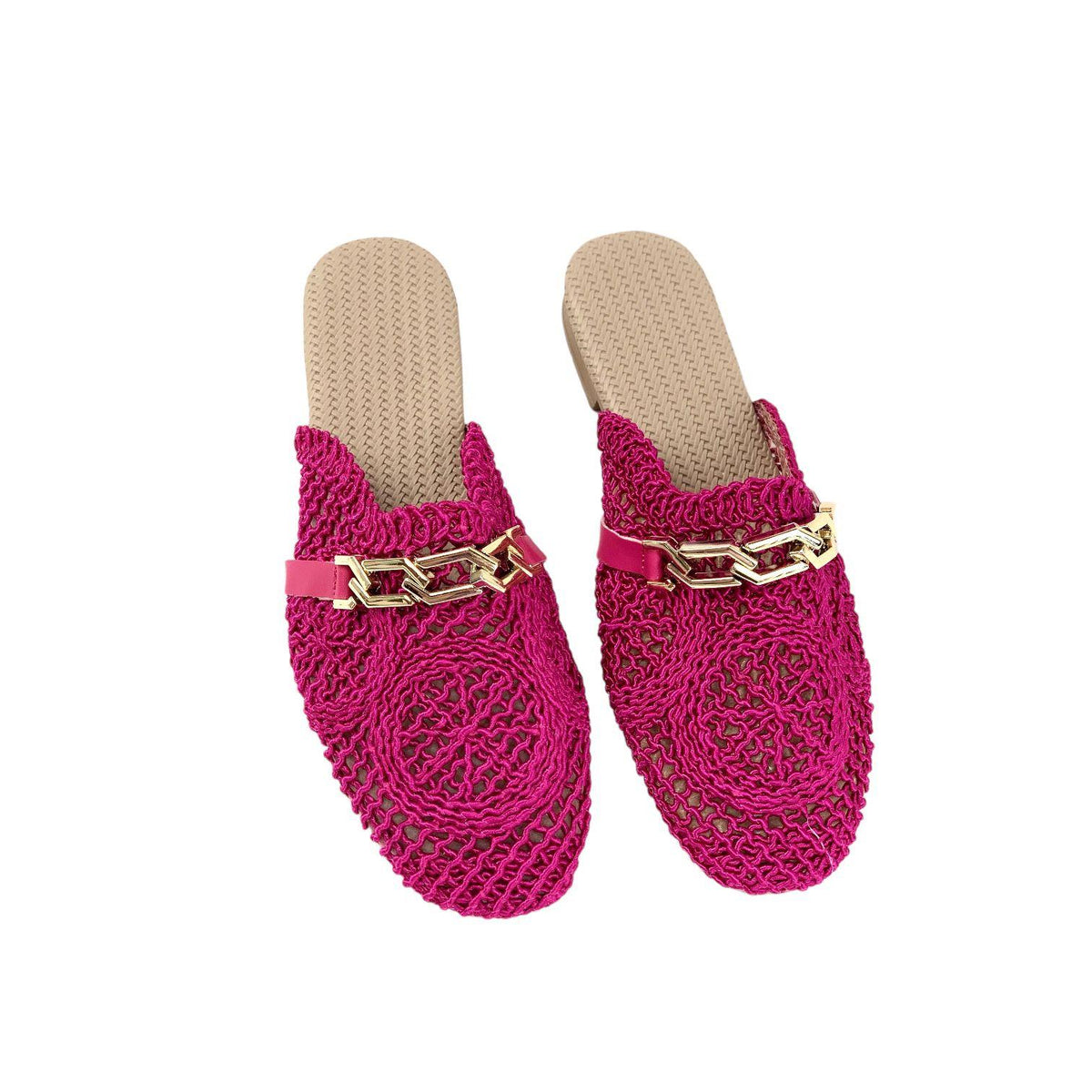 Women's Term Fuchsia Stone Detailed Knitwear slippers 1cm - STREETMODE ™