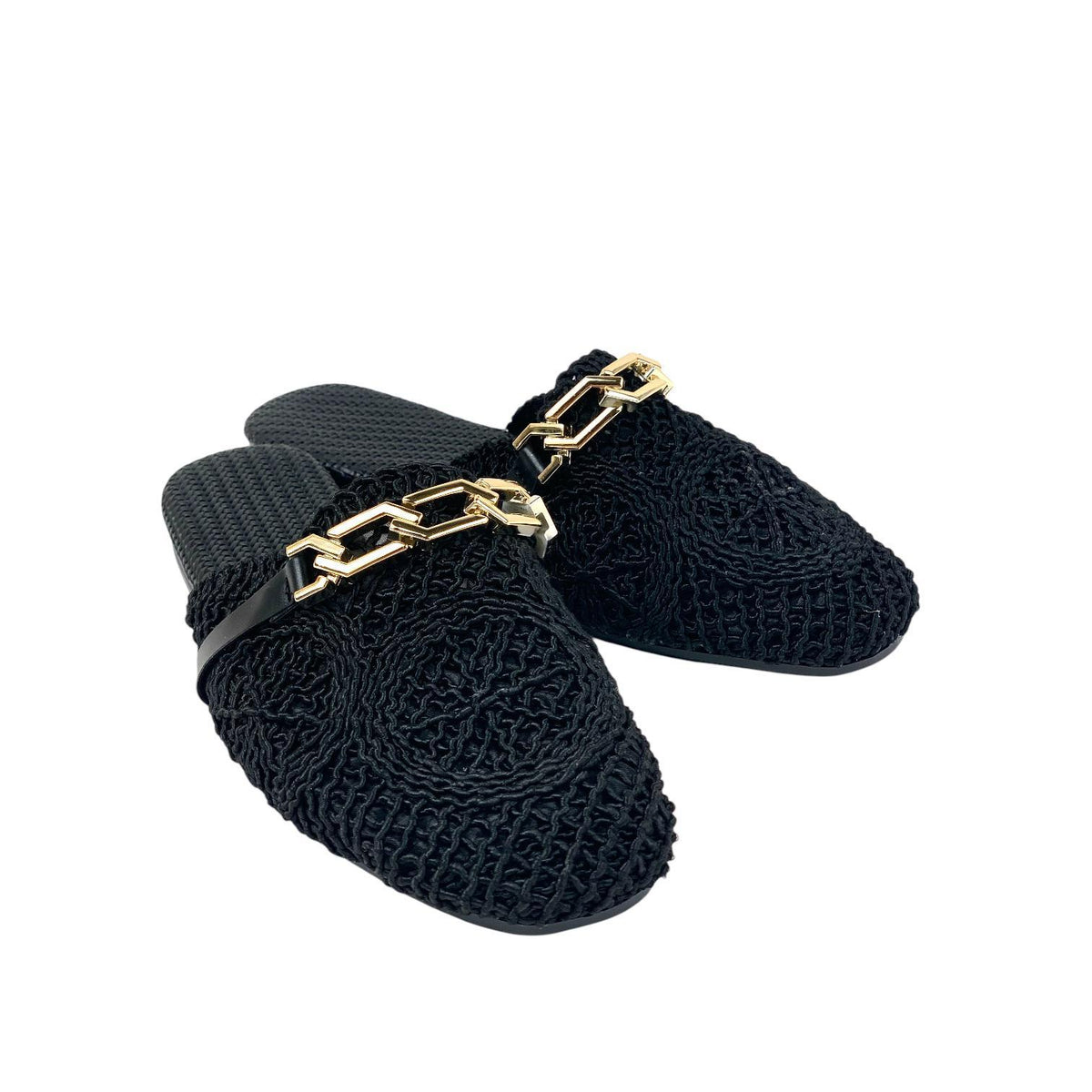 Women's Therm Black Stone Detailed Knitwear Slippers 1cm
