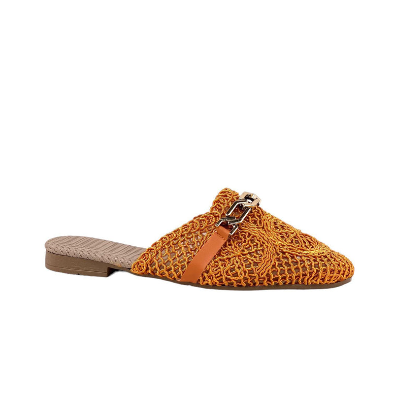 Women's Therm Orange Stone Detailed Knitwear Slippers 1cm - STREETMODE ™