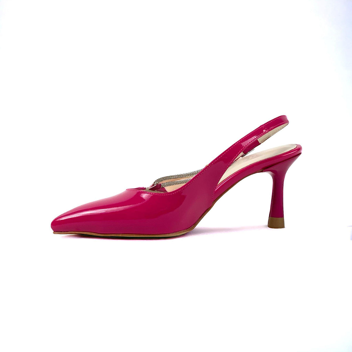 Women's Ukla Fuchsia Patent Leather Stone Detailed Shoes Sandals 7 cm - STREETMODE ™