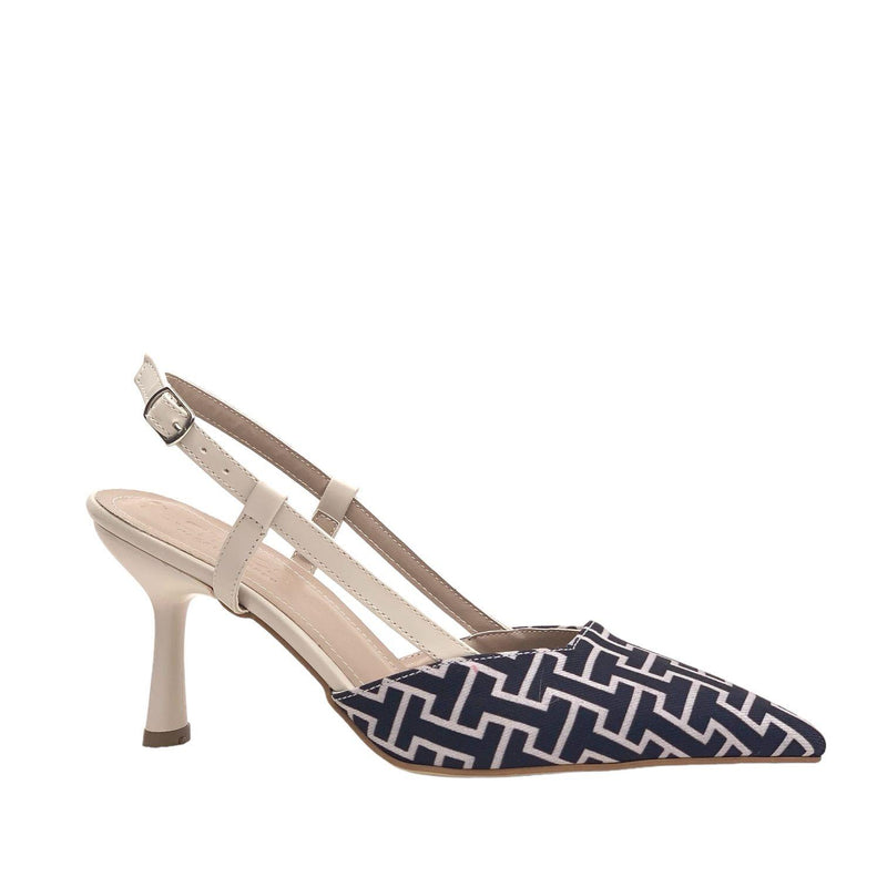 Women's Yurba Beige Thin Heel Textile Sandals 8 cm - STREETMODE ™