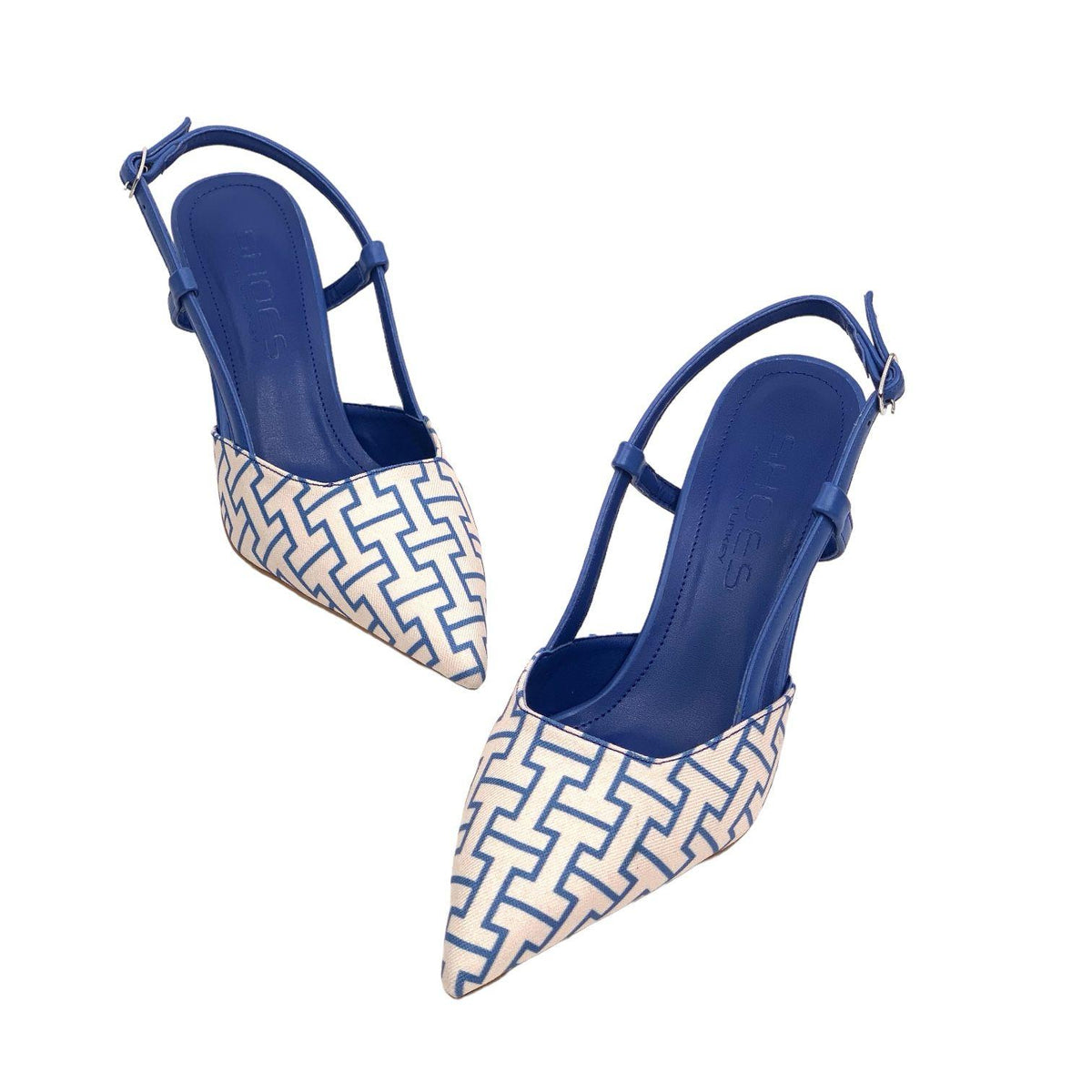 Women's Yurba Blue Thin Heel Textile Sandals 8 cm - STREETMODE ™