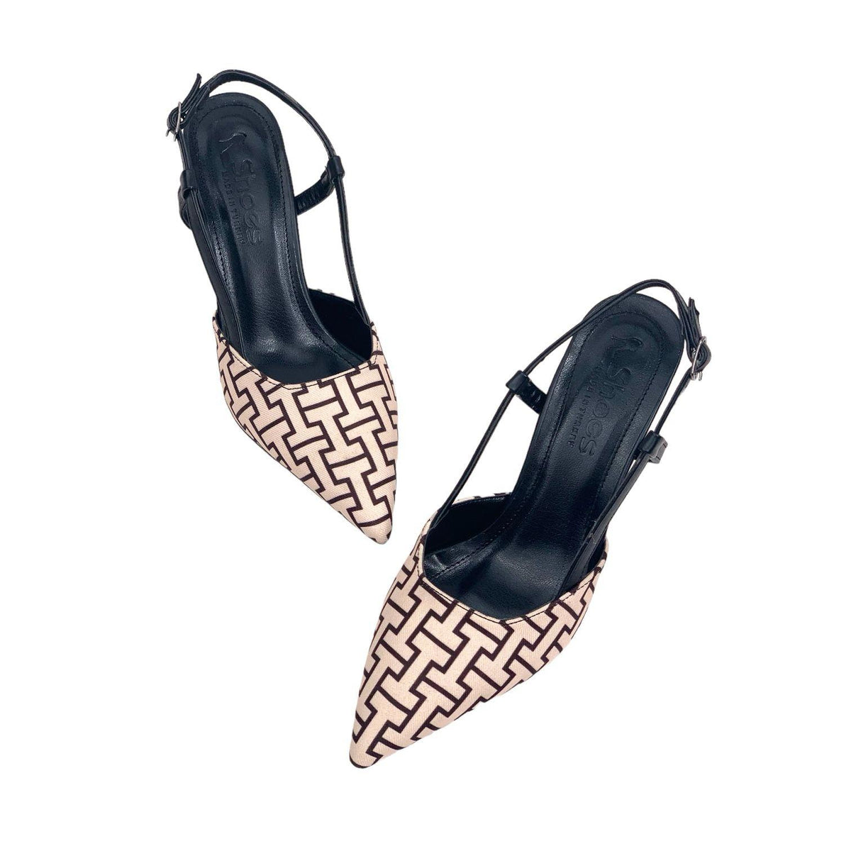 Women's Yurba Black Thin Heel Textile Sandals 8 cm - STREETMODE ™