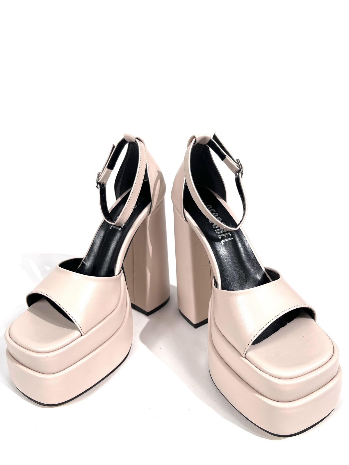 Women's Zoon Beige Skin High Double Platform Open-Front Sandals Shoes - STREETMODE ™