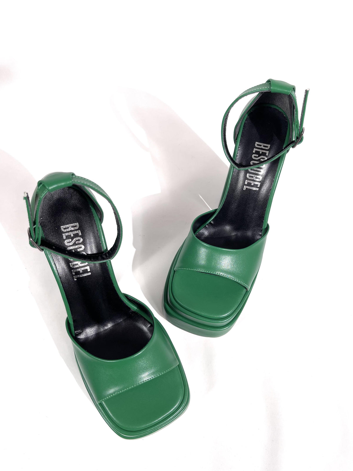 Women's Zoon Green Skin High Double Platform Open-Front Sandals Shoes - STREETMODE ™