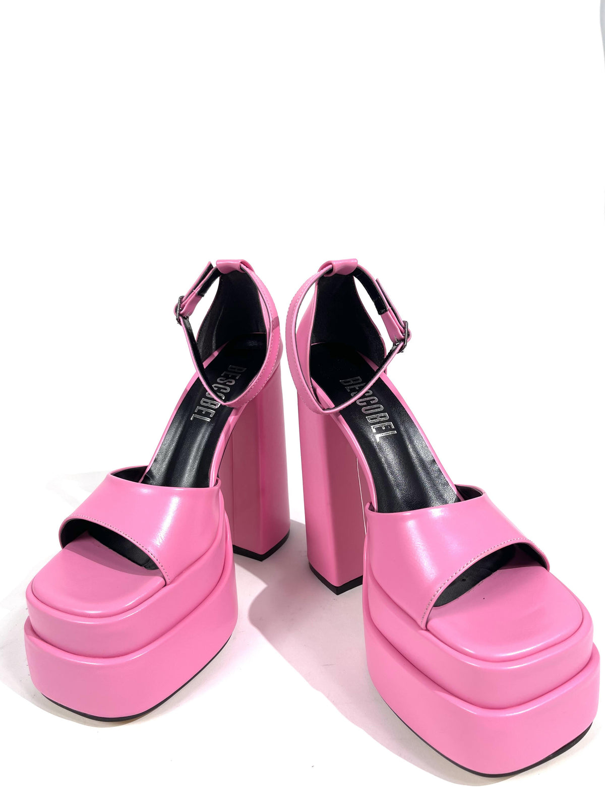 Women's Zoony Pink Skin High Double Platform Open-Front Sandals Shoes - STREETMODE ™