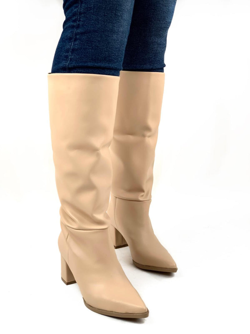 Women's Nut Dais Zipperless Heeled Skin Boots - STREETMODE ™